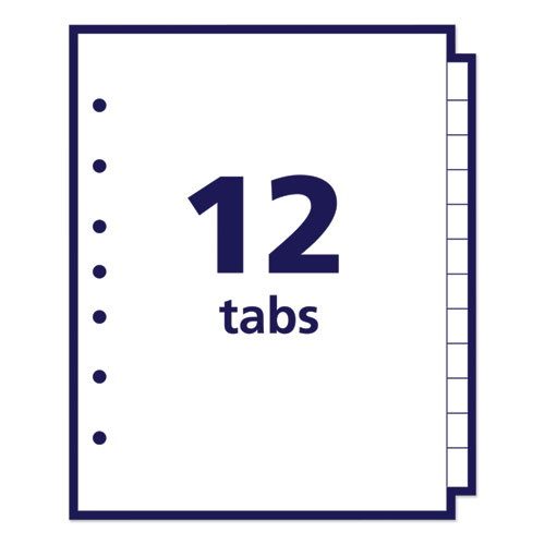 Image of Preprinted Tab Dividers, 12-Tab, Jan. to Dec., 8.5 x 5.5, White, 1 Set