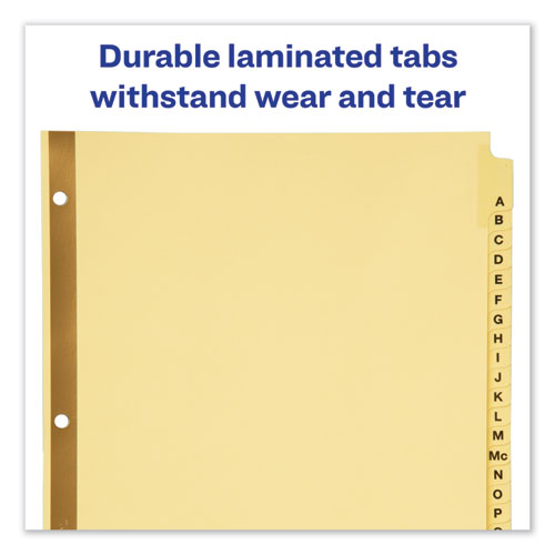 Image of Preprinted Laminated Tab Dividers with Gold Reinforced Binding Edge, 25-Tab, A to Z, 11 x 8.5, Buff, 1 Set