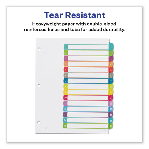 Customizable TOC Ready Index Multicolor Dividers, 1-15, Letter