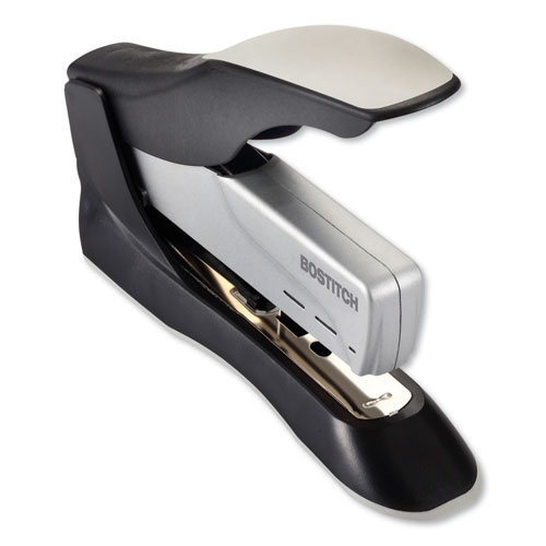 Spring-Powered Premium Heavy-Duty Stapler, 100-Sheet Capacity, Black/Silver