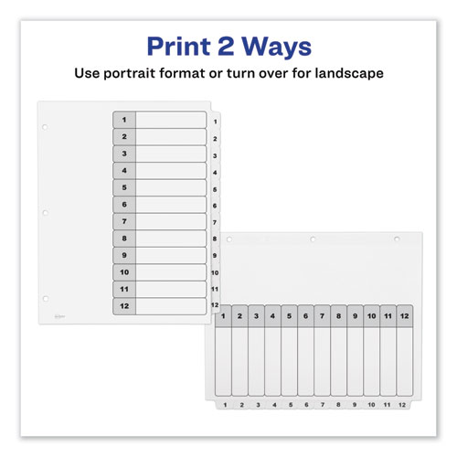 Image of Avery® Customizable Toc Ready Index Black And White Dividers, 12-Tab, 1 To 12, 11 X 8.5, 1 Set