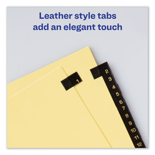 Image of Avery® Preprinted Black Leather Tab Dividers W/Gold Reinforced Edge, 31-Tab, 1 To 31, 11 X 8.5, Buff, 1 Set