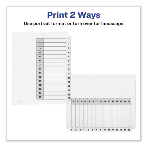 Image of Avery® Customizable Toc Ready Index Black And White Dividers, 15-Tab, 1 To 15, 11 X 8.5, 1 Set
