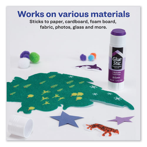 Image of Avery® Permanent Glue Stic Value Pack, 1.27 Oz, Applies Purple, Dries Clear, 6/Pack