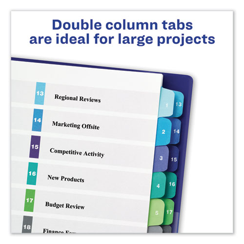 Customizable TOC Ready Index Double Column Multicolor Dividers, 24-Tab, Letter