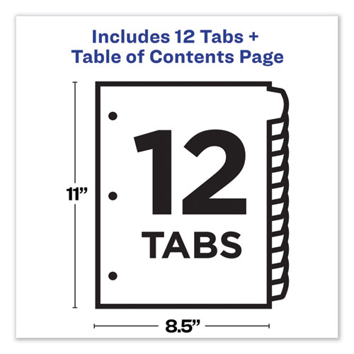 Customizable TOC Ready Index Multicolor Dividers, 1-12, Letter