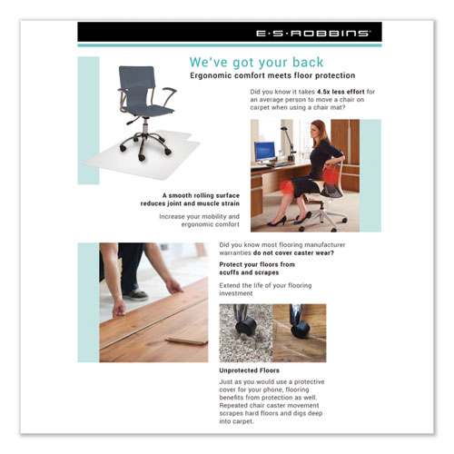 Image of Es Robbins® Everlife Chair Mats For Medium Pile Carpet, Rectangular, 46 X 60, Clear