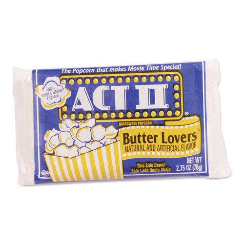 Microwave Popcorn, Butter Lovers, 2.75 oz Bag, 36/Carton
