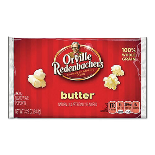 Gourmet Microwave Popcorn, Butter, 3.29 oz Bag, 36/Carton