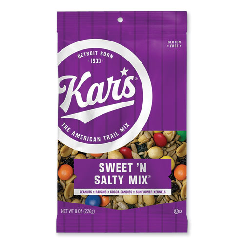 Kar's Fresh Harvest Trail Mix, Raisin Almond Cashew, 4.5 oz Bag, 12/Box