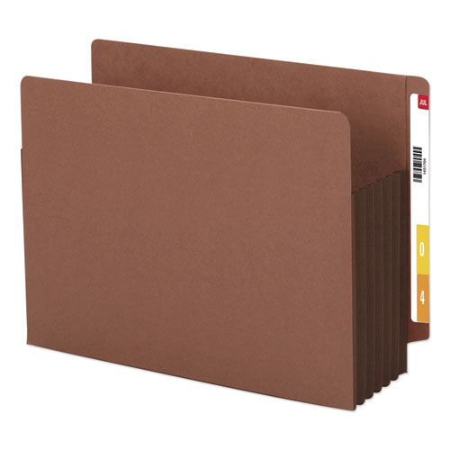 Redrope Drop-Front End Tab File Pockets, Fully Lined Colored Gussets, 5.25" Expansion, Letter Size, Redrope/Brown, 10/Box