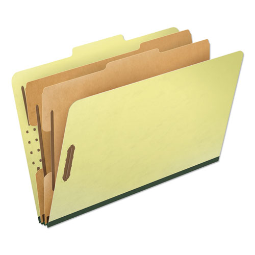 FOUR-, SIX-, AND EIGHT-SECTION PRESSBOARD CLASSIFICATION FOLDERS, 2 DIVIDERS, EMBEDDED FASTENERS, LEGAL, APPLE GREEN, 10/BOX