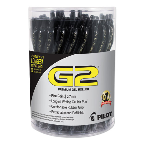 G2 PREMIUM RETRACTABLE GEL PEN, FINE 0.7 MM, BLACK INK/BARREL, 36/PACK