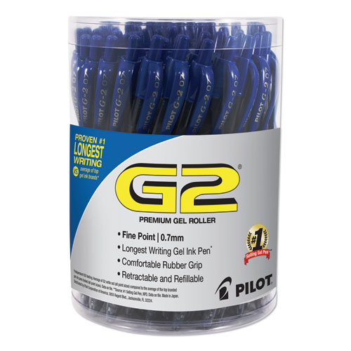 Image of Pilot® G2 Premium Gel Pen Convenience Pack, Retractable, Fine 0.7 Mm, Blue Ink, Blue Barrel, 36/Pack