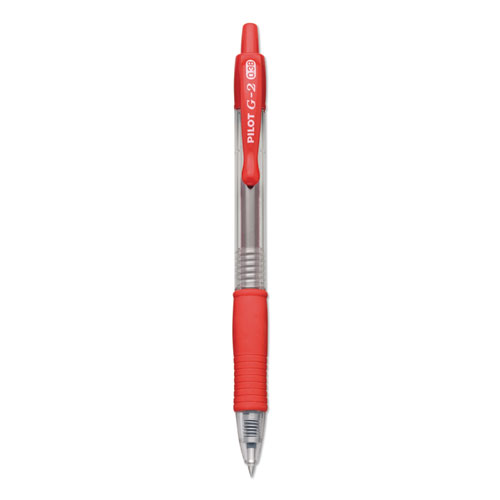 Pilot® G2 Premium Gel Pen Convenience Pack, Retractable, Extra-Fine 0.38 Mm, Red Ink, Clear/Red Barrel