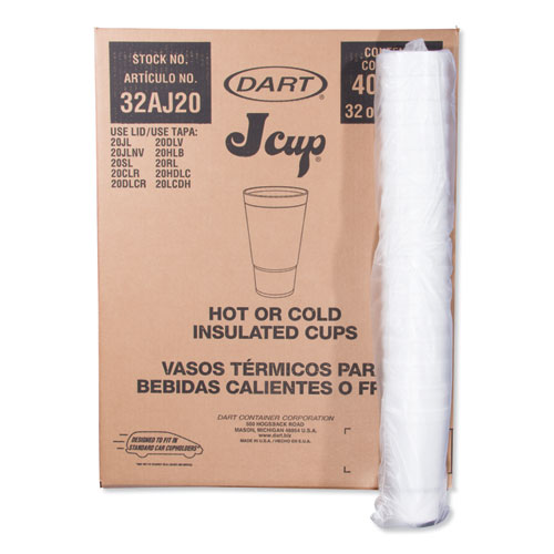 Image of Foam Drink Cups, 32 oz, White, 16/Bag, 25 Bags/Carton