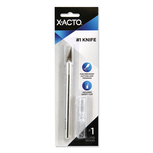 Image of X-Acto® No. 1 Z-Series Precision Utility Knife With Replaceable Steel Blade, Safety Cap, Silver