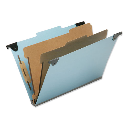 7530016216199 SKILCRAFT Hanging Classification Folders, Legal Size, 2 Dividers, 2/5-Cut Exterior Tabs, Light Blue, 5/Box