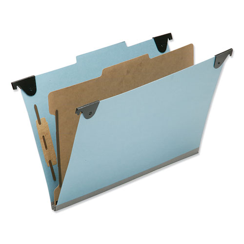 7530016216200 SKILCRAFT Hanging Classification Folders, Legal Size, 3 Dividers, 2/5-Cut Tab, Light Blue, 10/Box