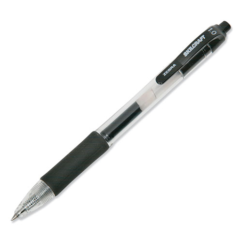 7520016473137 SKILCRAFT Gel Pen, Retractable, Bold 1 mm, Black Ink, Clear/Black Barrel, Dozen