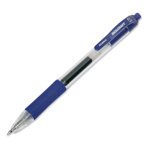 7520016473134 SKILCRAFT Gel Pen, Retractable, Fine 0.5 mm, Blue Ink, Clear/Blue Barrel, Dozen