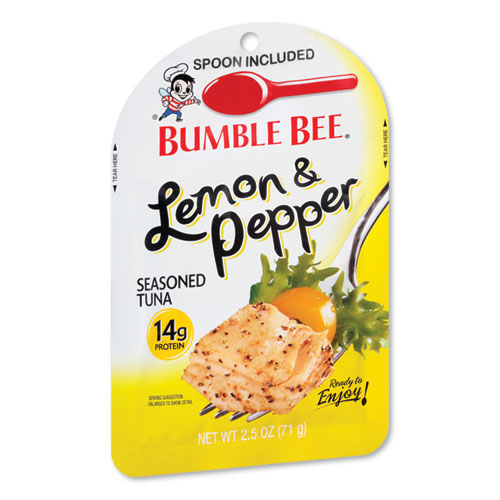 Image of Ready to Enjoy Seasoned Tuna, Lemon and Pepper, 2.5 oz Pouch, 12/Carton