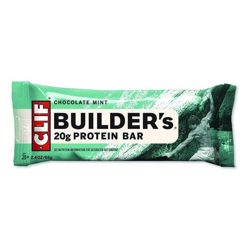 Image of Clif® Bar Builders Protein Bar, Chocolate Mint, 2.4 Oz Bar, 12 Bars/Box