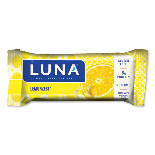 LUNA® Bar Whole Nutrition Bar, Lemon Zest, 1.69 oz Bar, 15 Bars/Box
