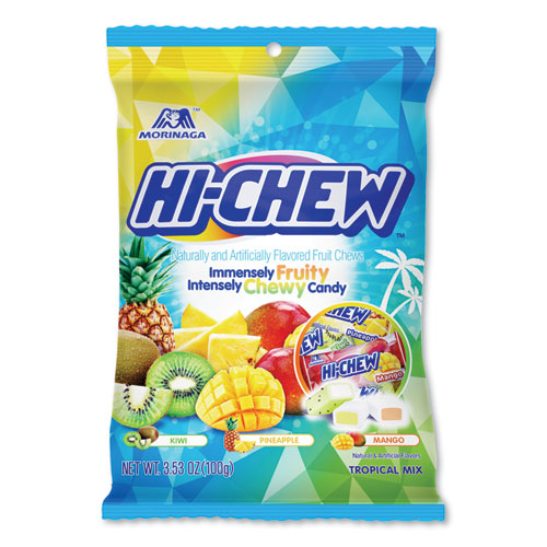 Fruit Chews, Tropical, Peg Bag 3.53 oz, 6/Carton