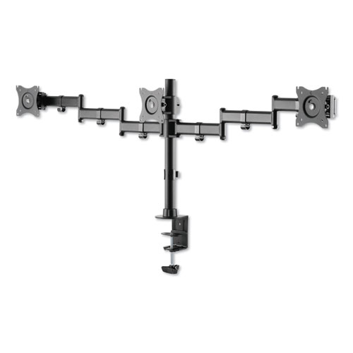 Image of Alera® Adaptivergo Pole-Mount Triple Arm For 27" Monitors, 360 Deg Rotation, +45/-45 Deg Tilt, 45 Deg Pan, Black, Supports 17.6 Lb