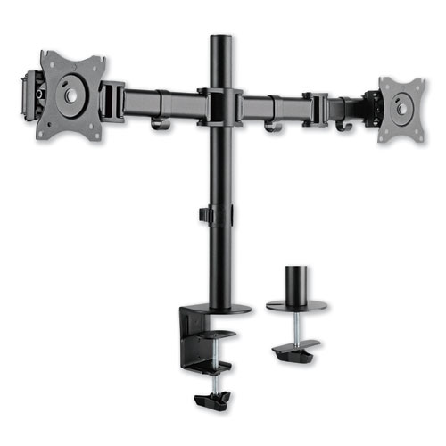 Alera® Adaptivergo Pole-Mounted Dual Monitor Arm For 30" Monitors, 360 Deg Rotation, 30 Deg Tilt, 360 Deg Pan, Black, Supports 22 Lb