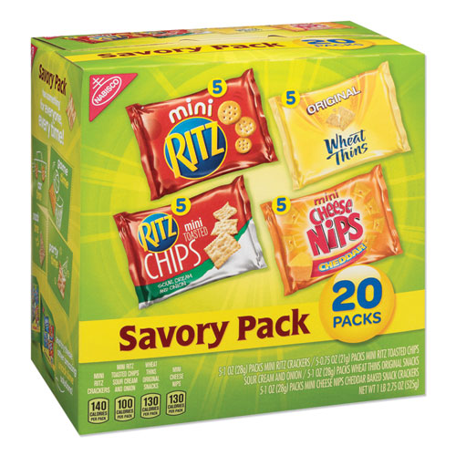 Nabisco® Savory Variety Pack, Assorted Cracker Varieties and Sizes, 20/Carton