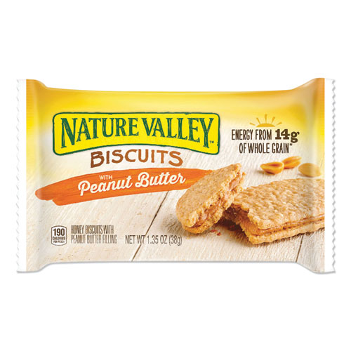 Biscuits, Honey with Peanut Butter, 1.35 oz Pouch, 16/Box