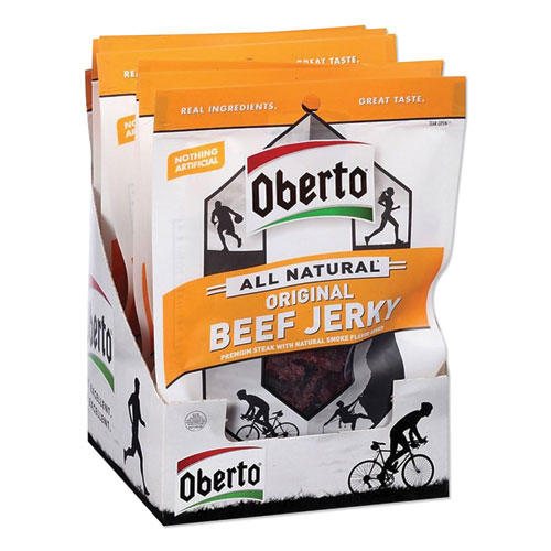 Oberto® All Natural Beef Jerky, Original, 1.5 oz Pouch, 8/Box