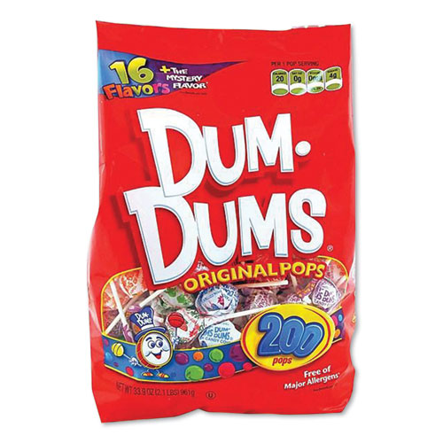 Dum-Dum-Pops, Assorted, Individually Wrapped, 33.9 oz, 200/Pack