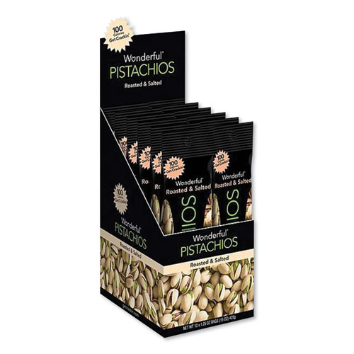 Image of Paramount Farms® Wonderful Pistachios, Roasted And Salted, 1.25 Oz Tube, 12/Box