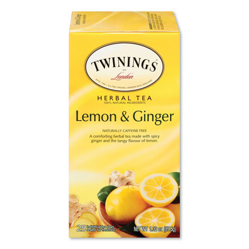 Image of Tea Bags, Lemon and Ginger, 1.32 oz Tea Bag, 25 Tea Bags/Box
