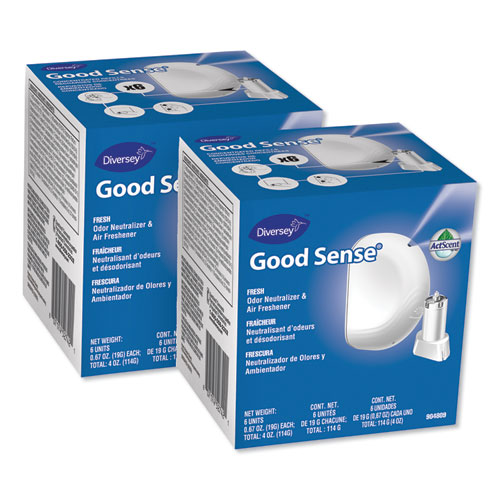 Good Sense Automatic Spray System, Fresh Scent, Yellow, 0.67 oz Cartridge, 12/Carton