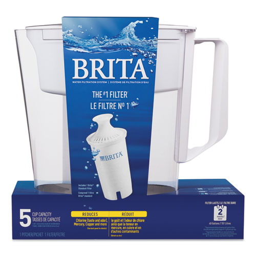 Image of Classic Water Filter Pitcher, 40 oz, 5 Cups, Clear