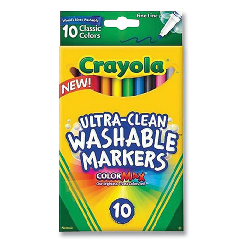Image of Ultra-Clean Washable Markers, Fine Line Precision Bullet Tip, Assorted Colors, 10/Box