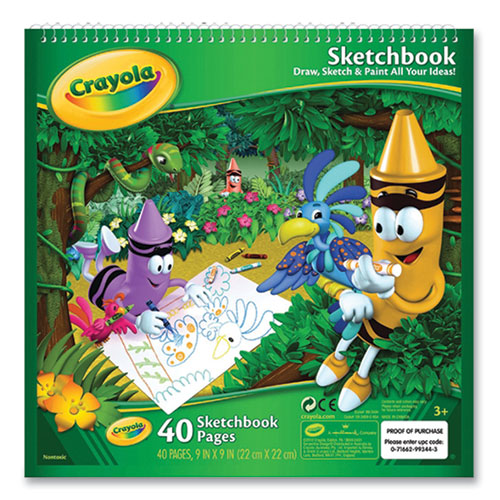 Animal Animations Wirebound Sketchpad, Unruled, Gold/Green Cover, 40 White 9 x 9 Sheets
