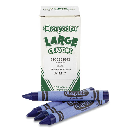 Bulk Crayons, Large, Blue, 12/Box
