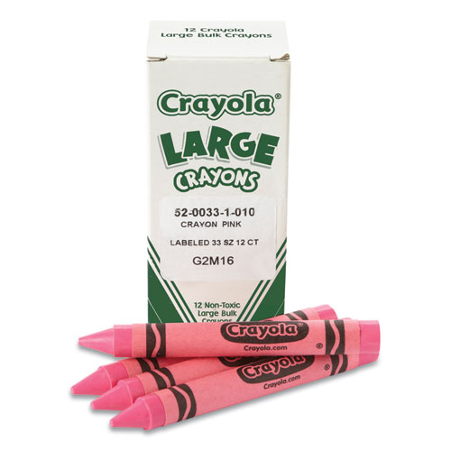 Image of Large Crayons, Carnation Pink, 12/Box