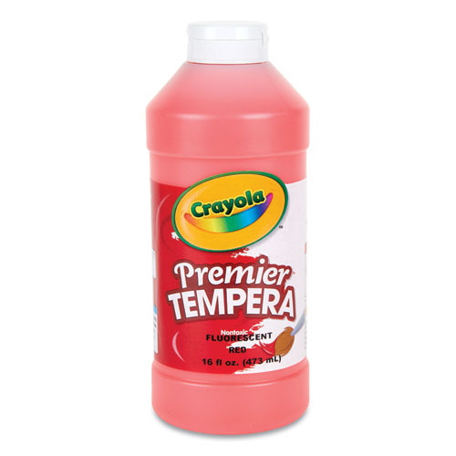 Premier Tempera Paint, Fluorescent Red, 16 oz Bottle