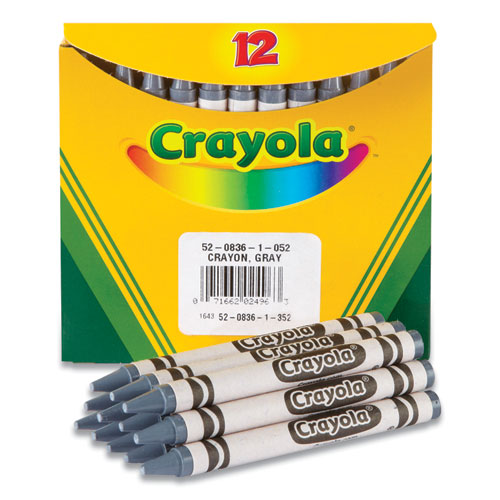 Image of Bulkl Crayons, Gray, 12/Box