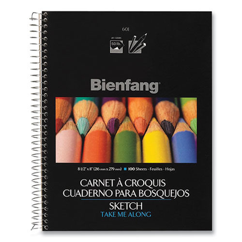 Bienfang® Take Me Along Sketch Book, 50 lb Tissue Paper Stock, Black/Silver Cover, (100) 11 x 8.5 Sheets