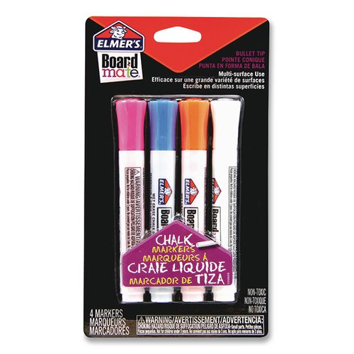 Wet Erase Markers, Medium Chisel Tip, Assorted Colors, 4/Pack