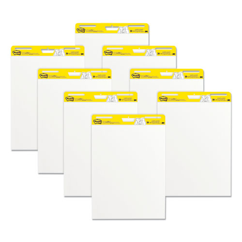 Image of Vertical-Orientation Self-Stick Easel Pads, Unruled, 25 x 30, White, 30 Sheets, 8/Pack