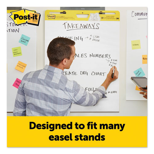 Post-it Easel Pads Super Sticky Vertical-Orientation Self-Stick Easel Pads,  Unruled, 25 x 30, White, 30 Sheets, 3/Pack