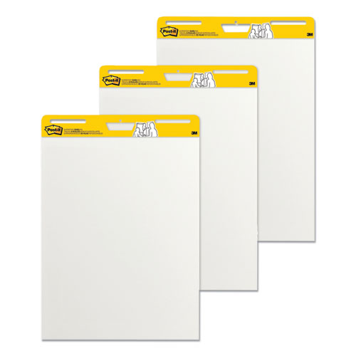 Image of Vertical-Orientation Self-Stick Easel Pads, Unruled, 25 x 30, White, 30 Sheets, 3/Pack